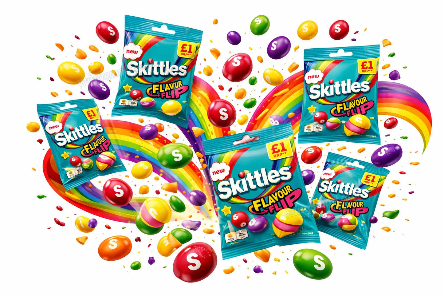 Skittles Fruit Flavour Flip Sweets PMP – 109g Sharing Bag (Pack of 14)