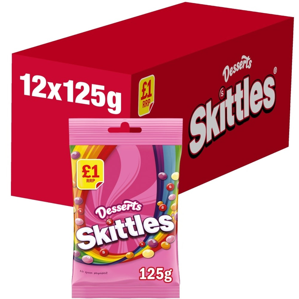 Skittles Vegan Sweets Dessert Flavoured Treat Bag 12 x 125g PMP