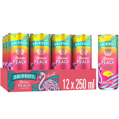 Smirnoff Miami Peach & Lemonade Ready to Drink 5% vol 250ml (Pack of 12)