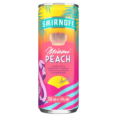 Smirnoff Miami Peach & Lemonade Ready to Drink 5% vol 250ml (Pack of 12)