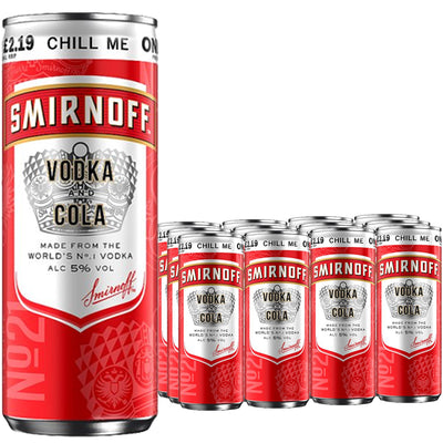 Smirnoff No.21 Vodka and Cola 5% vol Ready to Drink Premix 250ml Can PMP (Case of 12)