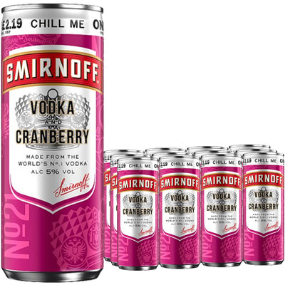 Smirnoff No.21 Vodka and Cranberry 5% vol Ready to Drink Premix 250ml Can PMP (Case of 12)