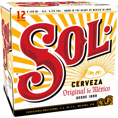Sol Cerveza de México Original Lager Beer 4.2% ABV Bottle 12x330ml