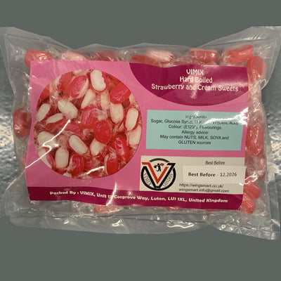 VIMIX Premium Wrapped Hard Boiled Candy Sweets Bag - Perfect for Parties (Strawberry & Cream)