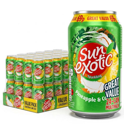 Sun Exotic Sparkling Pineapple & Coconut Soft Drink 330ml (24 Cans)