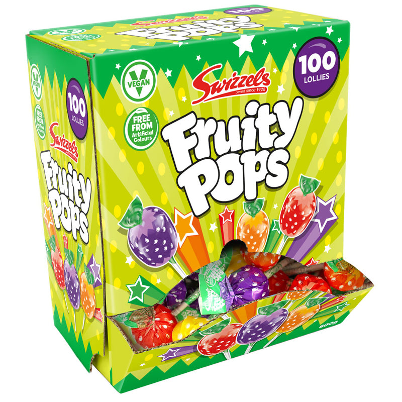 Swizzels Fruity Pops Lollipops 8g (Pack of 100) – Assorted Fruit Flavoured Lollies