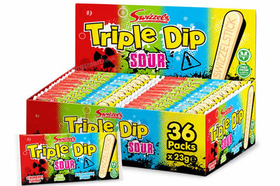 Swizzels Triple Dip Sour Fizzy Sherbet With Swizzelstick 36 x 23g Packs