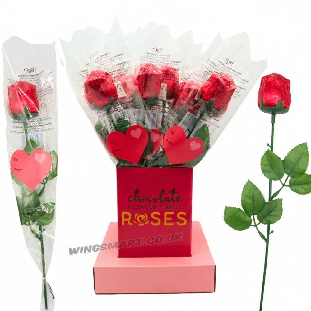 Tasty Choco Foil Wrapped Chocolate Roses Gift Pack – 15 x 18g