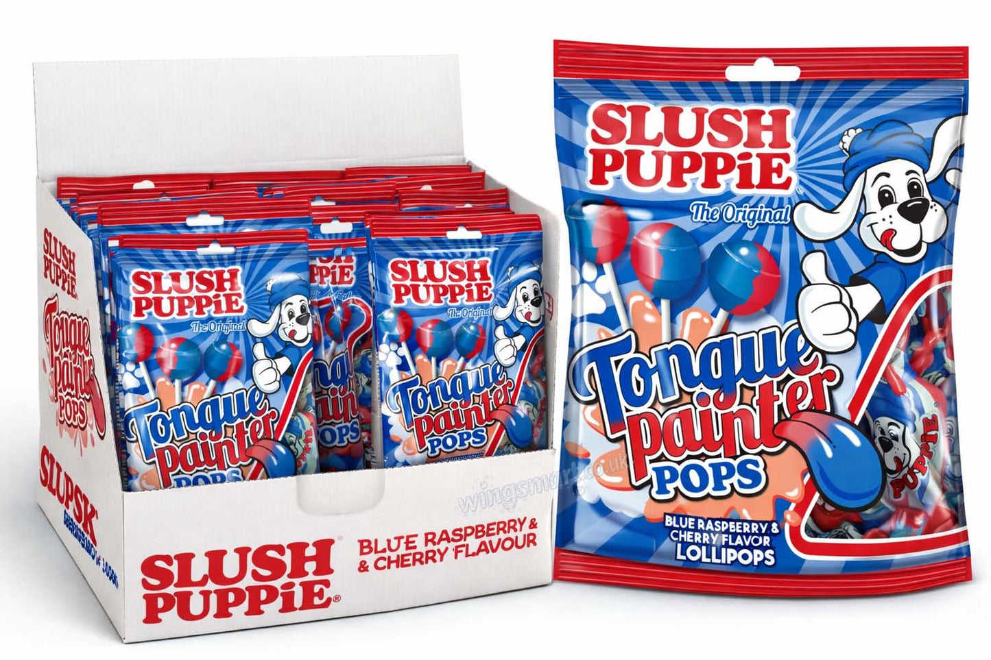 Slush Puppie Tongue Painter Pops Duo Flavour Lollipops 80g (14 x 80g Bags)