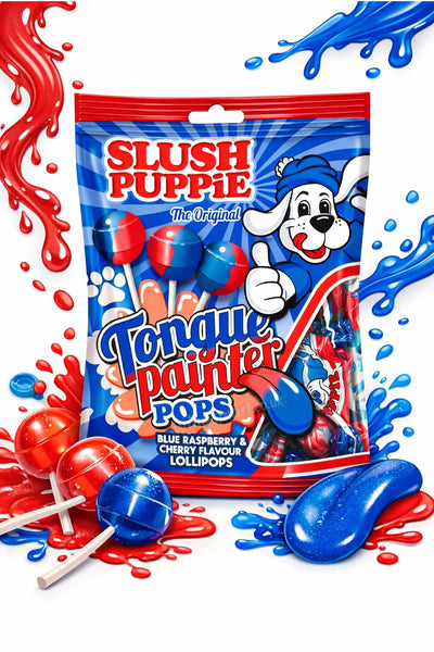 Slush Puppie Tongue Painter Pops Duo Flavour Lollipops 80g (14 x 80g Bags)
