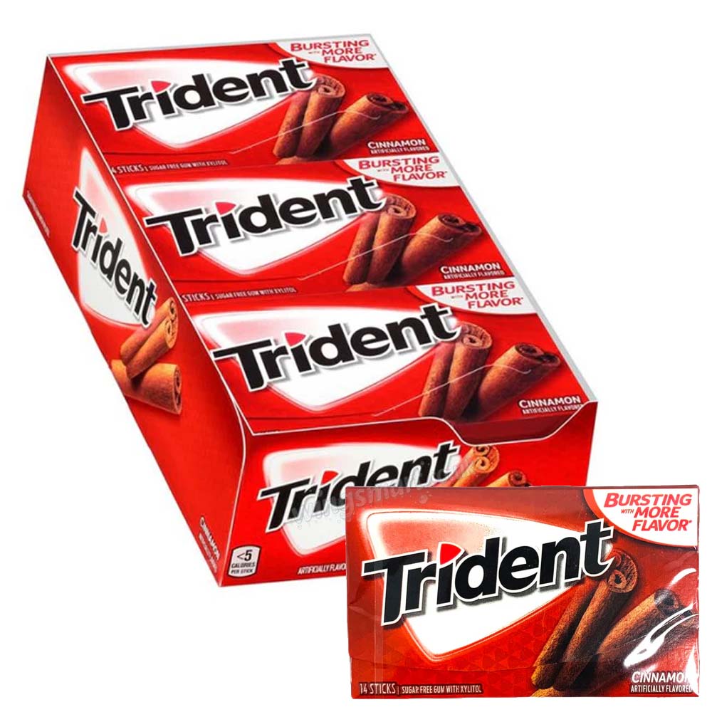 Trident Cinnamon Sugar-Free Chewing Gum – 12 Packs x 14 Pieces