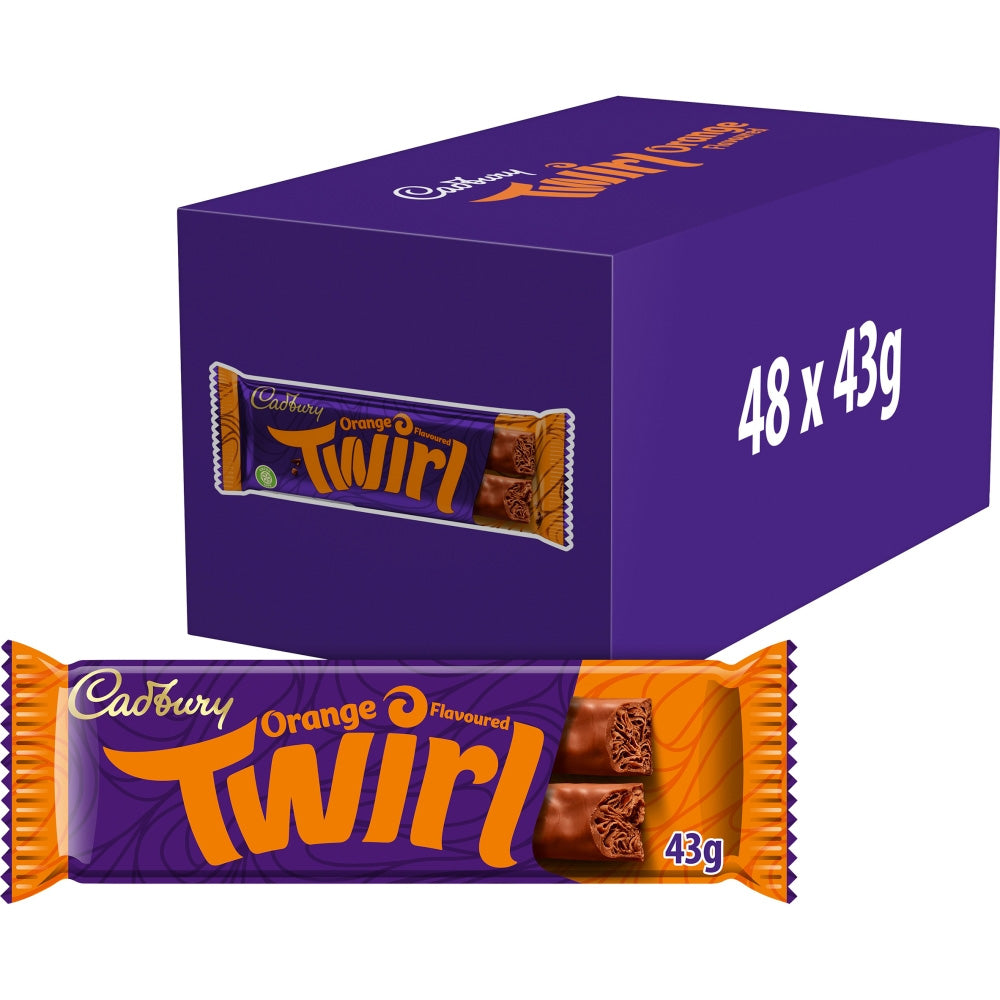 Cadbury Twirl Orange Chocolate Bar 48 x 43g - Full Box - WingsMart