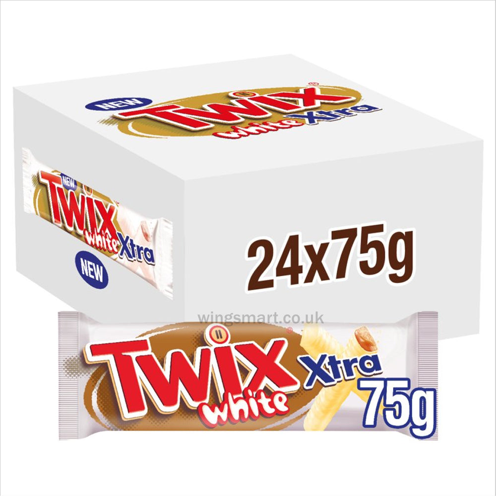 Twix Xtra White Chocolate Biscuit Twin Bars 75g (Box of 24)