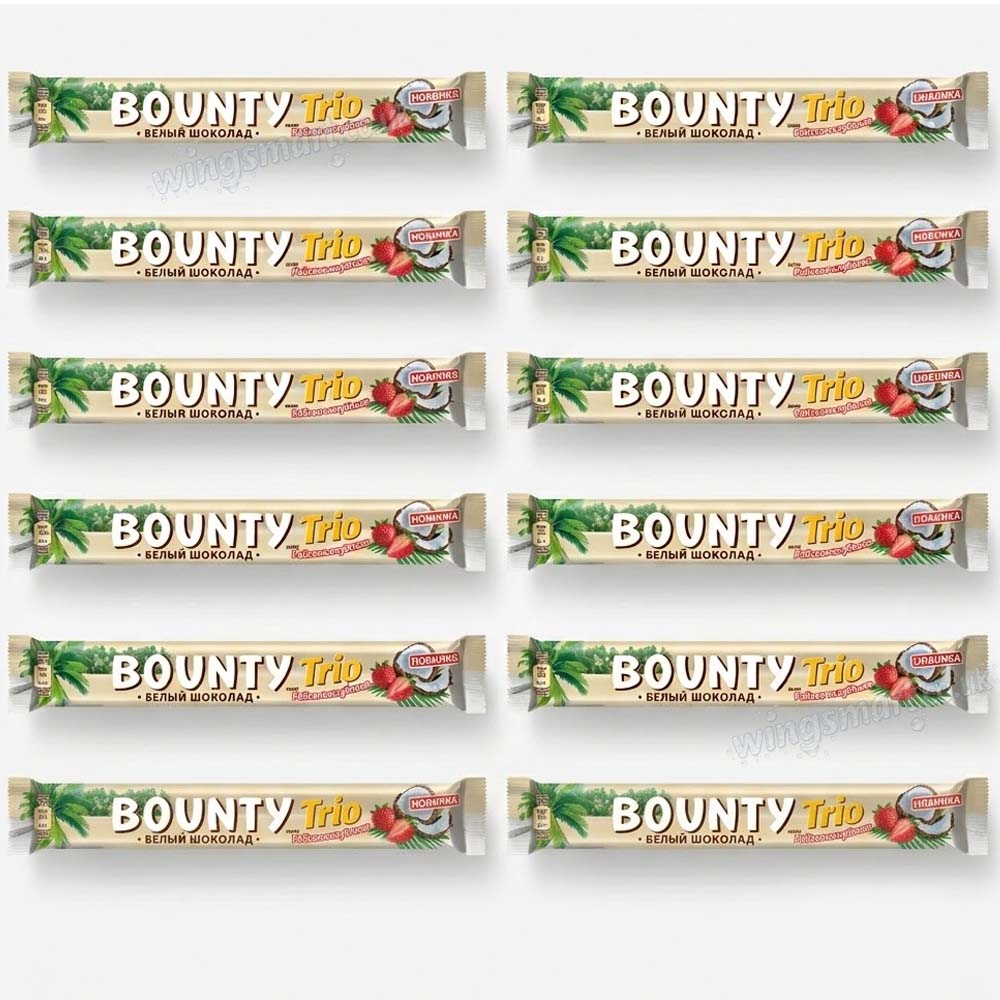 Bounty Trio Strawberry Chocolate Bar with Coconut & Strawberries 78g (12 or 24 Bars)