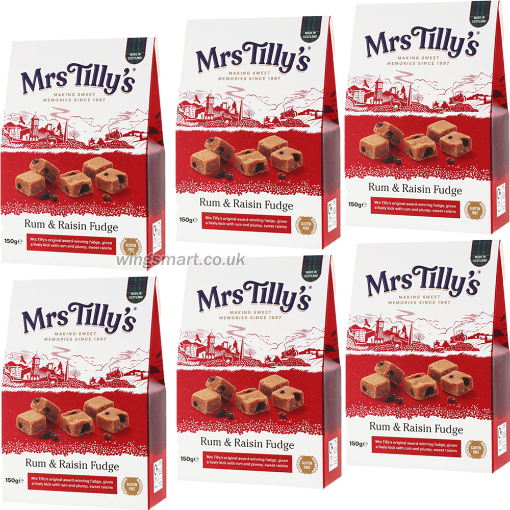 Mrs Tilly's Rum & Raisin Scottish Fudge Box 150g (Pack of 6)