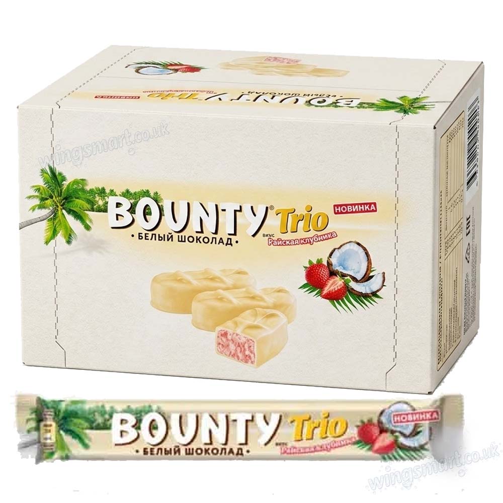Bounty Trio Strawberry Chocolate Bar with Coconut & Strawberries 78g (12 or 24 Bars)