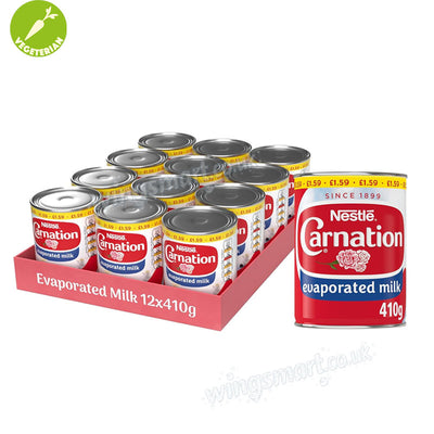 Carnation Evaporated Milk 410g PMP– Rich Creamy Cooking Baking Milk (Box of 12 Tins)