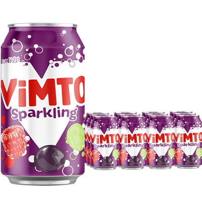 Vimto Sparkling 330ml – Fruity Fizzy Drink (12 or 24 Cans)