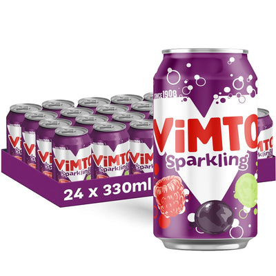 Vimto Sparkling 330ml – Fruity Fizzy Drink (12 or 24 Cans)