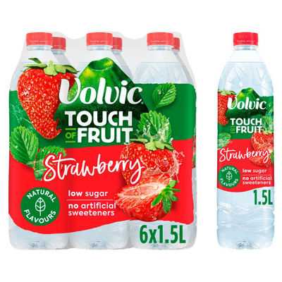 Volvic Touch of Fruit Strawberry Still Flavoured Water 6 x 1.5L