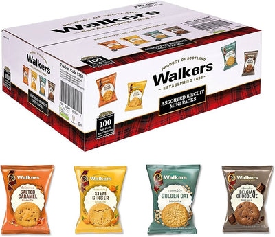 Walkers Assorted Mini Biscuit Packs – 100 x 25g | Classic British Biscuits