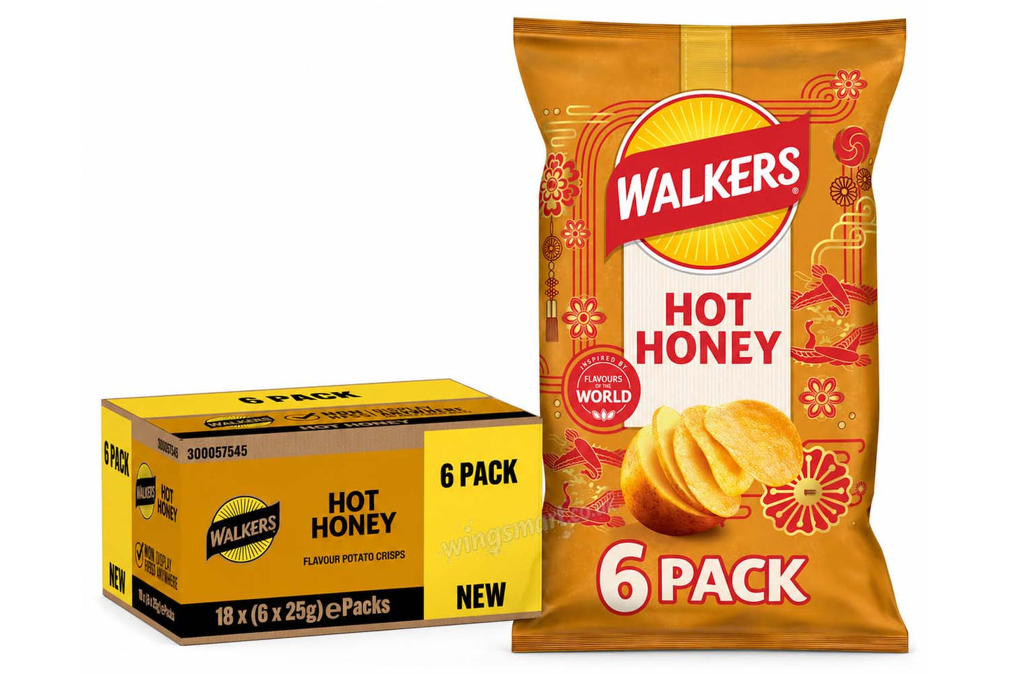 Walkers Hot Honey Crisps Multipack 18 x (6 x 25g) Full Box