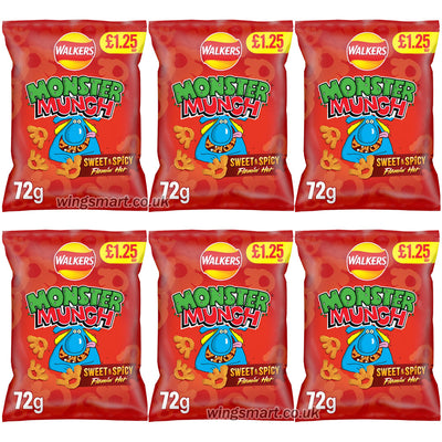 Walkers Monster Munch Sweet & Spicy Snacks Crisps 72 g PMP