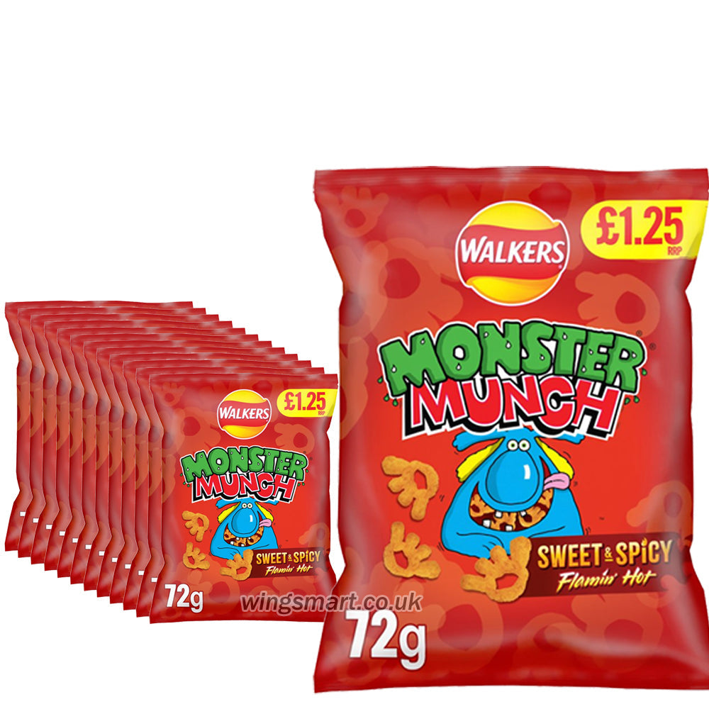 Walkers Monster Munch Sweet & Spicy Snacks Crisps 72 g PMP