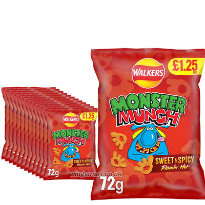 Walkers Monster Munch Sweet & Spicy Snacks Crisps 72 g PMP
