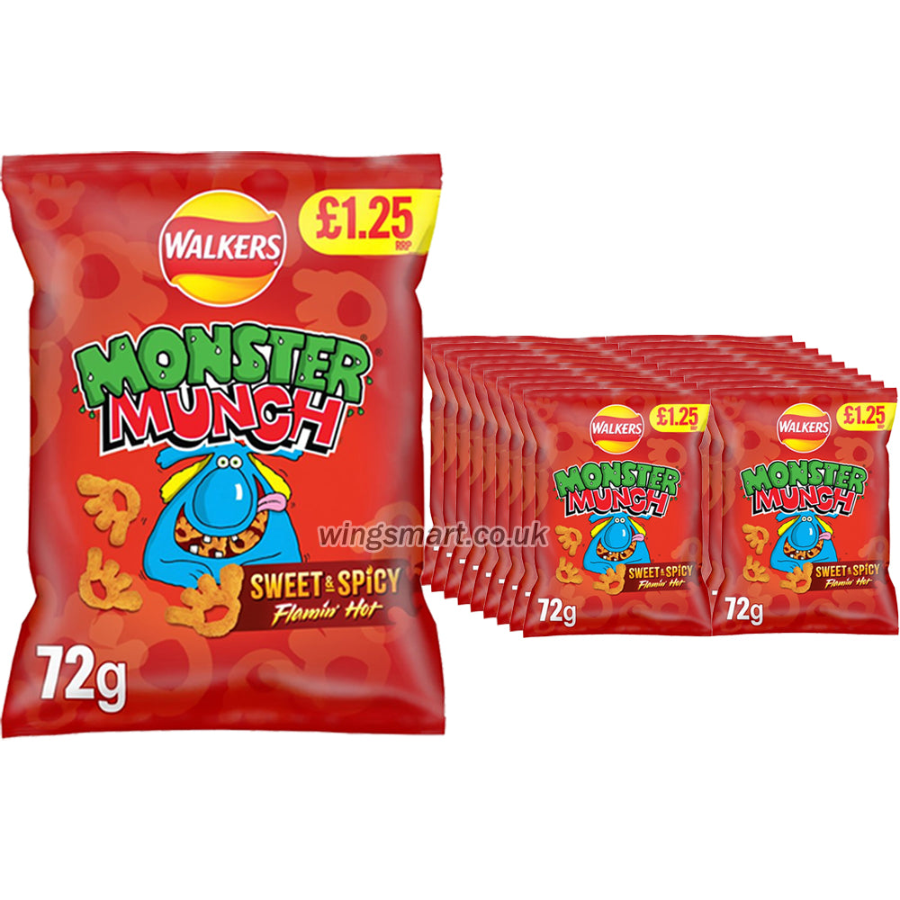 Walkers Monster Munch Sweet & Spicy Snacks Crisps 72 g PMP