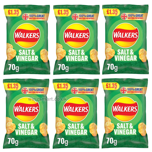 Walkers Salt & Vinegar Crisps 70g – Bold & Tangy Sharing Snack – WingsMart