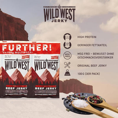 Wild West Beef Jerky, 3 x 100g
