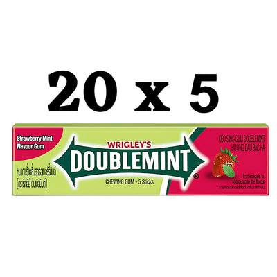 WRIGLEY'S DOUBLEMINT Strawberry Chewing Gum Bulk Pack - 20 x 5 Stick - 13.5g