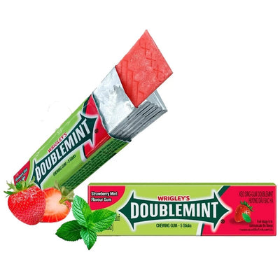 WRIGLEY'S DOUBLEMINT Strawberry Chewing Gum Bulk Pack - 20 x 5 Stick - 13.5g
