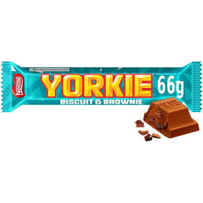 Yorkie Duo Biscuit & Brownie Flavour Milk Chocolate Bar 66g (Box of 24)