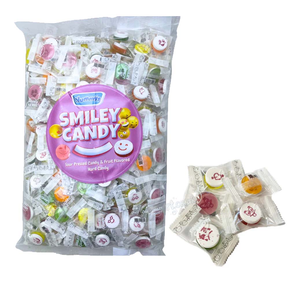 Yummys Smiley Sour Hard Candies – 1kg Bulk Bag