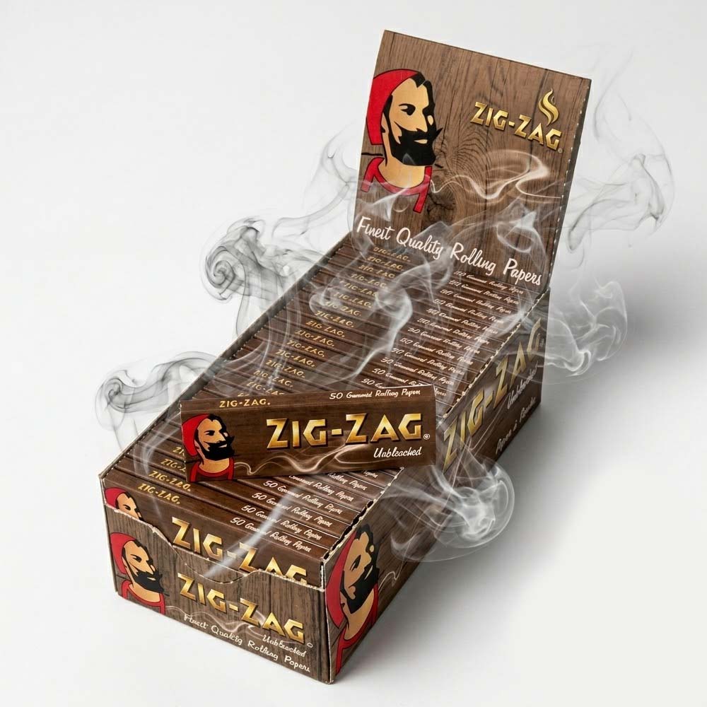 ZIG ZAG Unbleached Regular Size Rolling Papers – 50 Pack Natural Brown