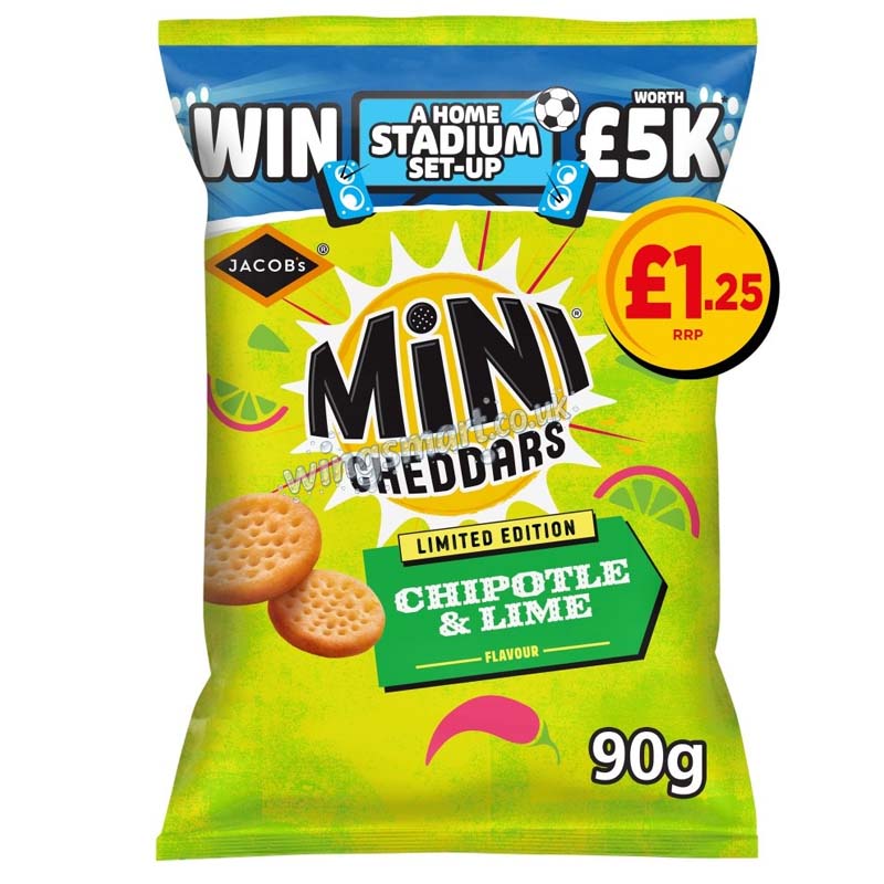 Mini Cheddars Limited Edition Chipotle & Lime Flavour 90g (Pack of 15) Fullbox