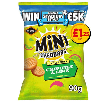 Mini Cheddars Limited Edition Chipotle & Lime Flavour 90g (Pack of 15) Fullbox