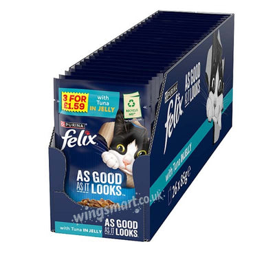 FELIX As Good As it Looks Tuna in Jelly Wet Cat Food 85g PMP (Pack of 26)