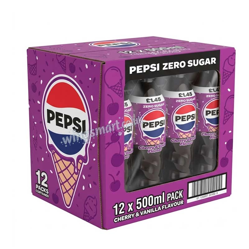 Pepsi Zero Sugar Cola Cherry & Vanilla PMP 500ml Case of 12