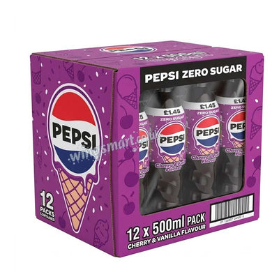 Pepsi Zero Sugar Cola Cherry & Vanilla PMP 500ml Case of 12