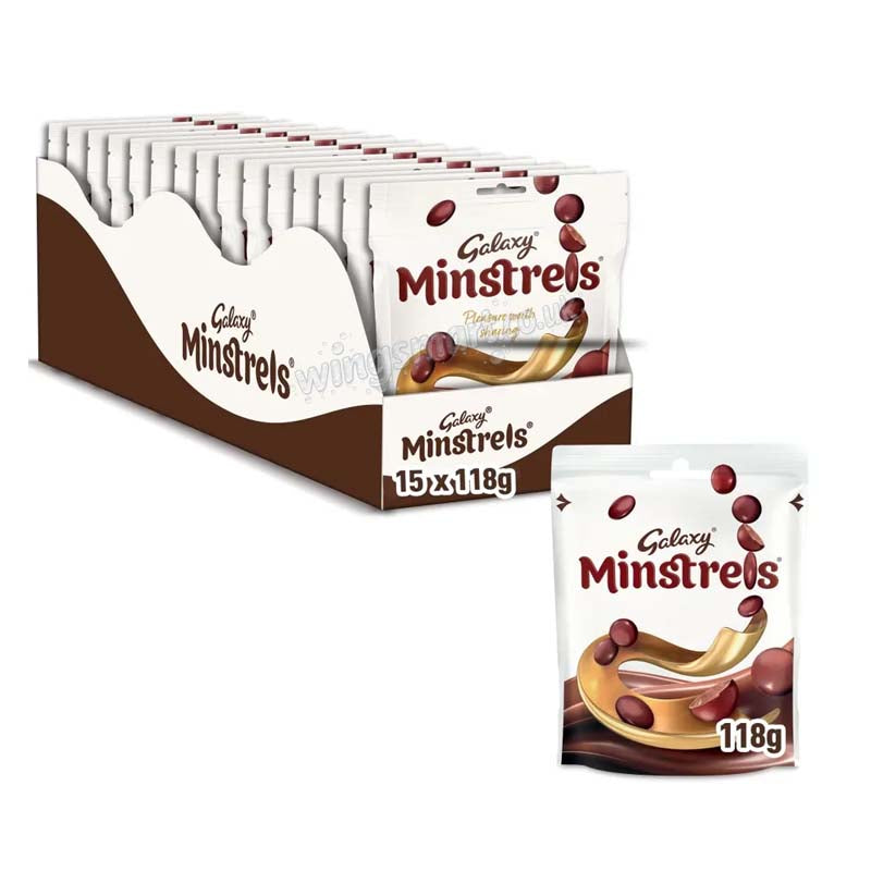 Galaxy Minstrels Milk Chocolate Buttons Pouch Bag 118g (7 Or 15 Packs)
