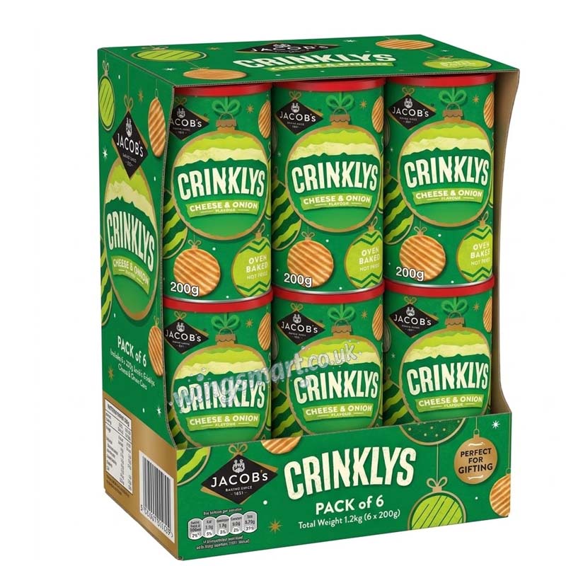 Jacob's Crinklys Cheese & Onion Caddy 200g (Tins of 6)
