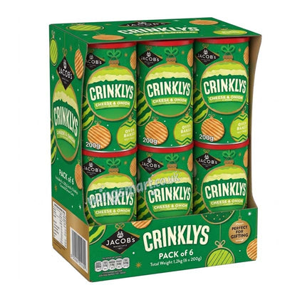Jacob's Crinklys Cheese & Onion Caddy 200g (Tins of 6)
