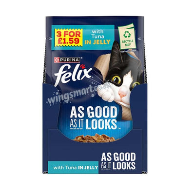 FELIX As Good As it Looks Tuna in Jelly Wet Cat Food 85g PMP (Pack of 26)