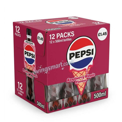 Pepsi Raspberry Ripple Flavour Zero Sugar 500ml PMP Case of 12
