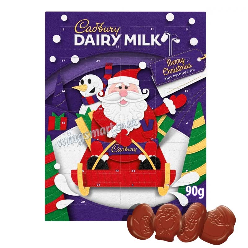 Cadbury Dairy Milk Christmas Chocolate Advent Calendar 90g (06 or 12 Packs)