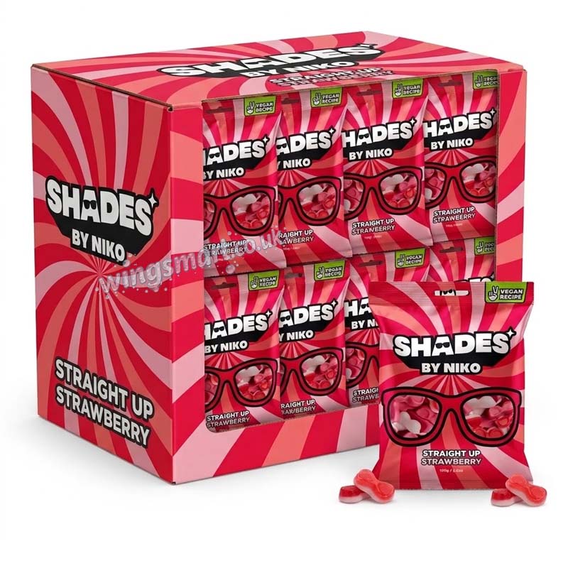 Shades by Niko Straight Up Strawberry Flavour Sweets Bag 150g (10 Or 20 Packs)