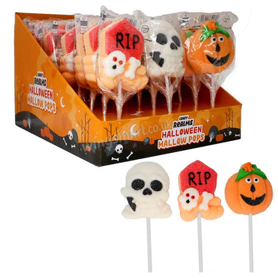 Candy Realms Halloween Mallow Pops 45g (12 & 24 Packs)